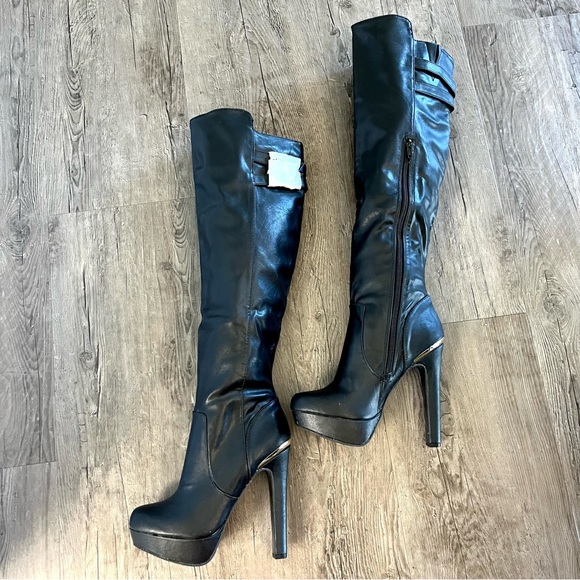 NWT Material Girl MRozie Black Over the Knee Boots - Picture 2 of 16